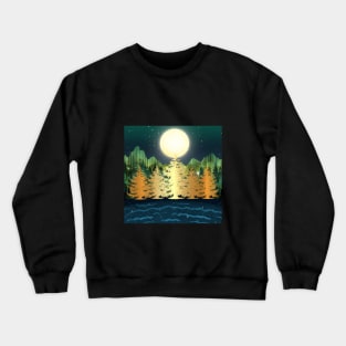 Gold Christmas tree colorful night luxury landscape Crewneck Sweatshirt